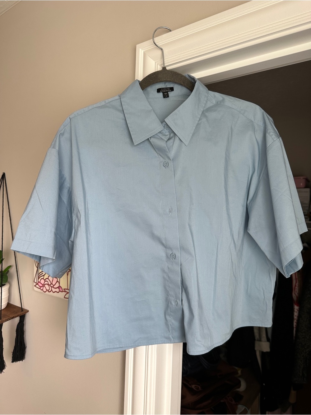 Express Light Blue Boyfriend Button-Up Shirt